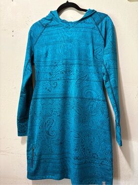 Title Nine Teal Paisley Long-Sleeve Hooded Dress